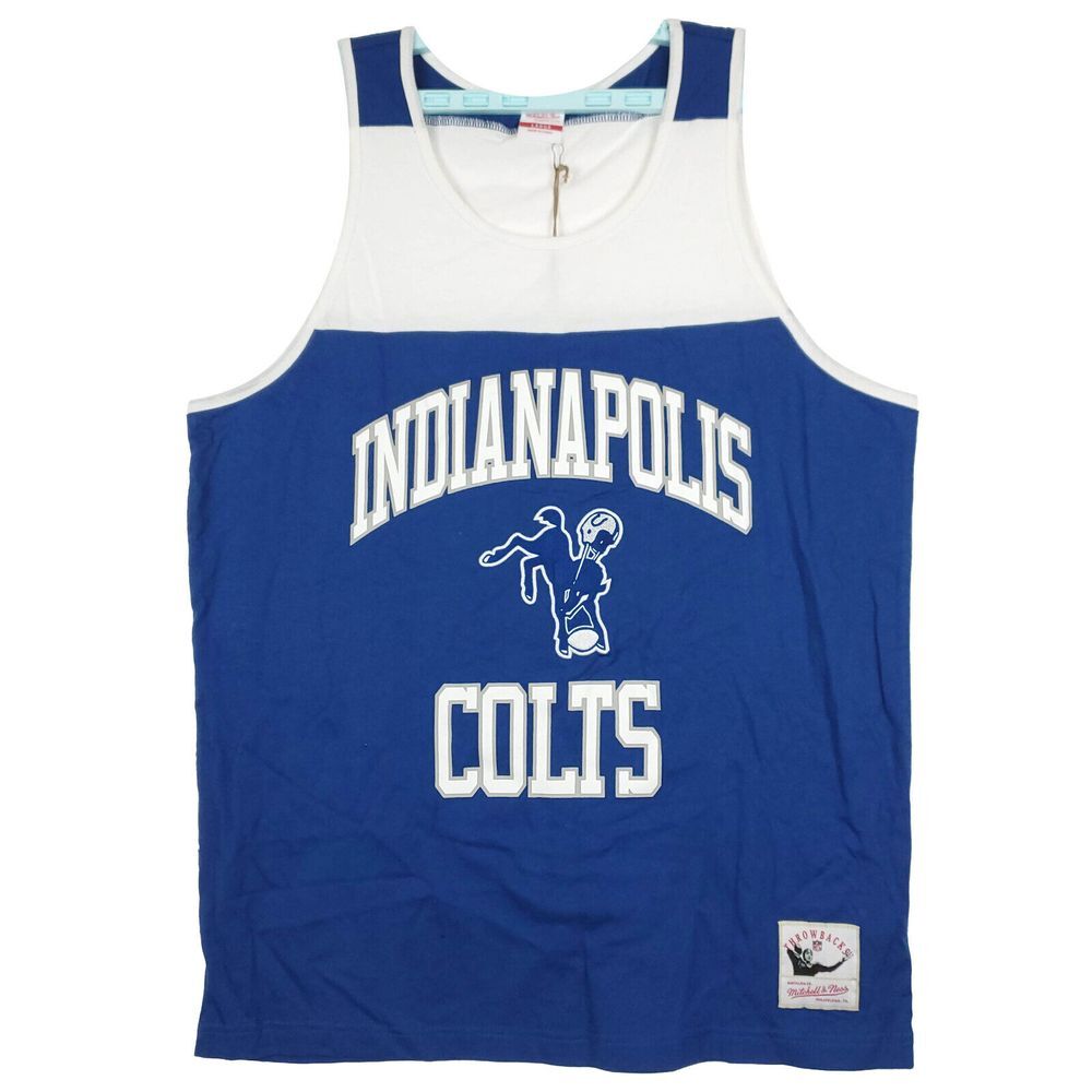 Indianapolis Colts Mitchell & Ness NFL‎ L Large Tank Top Embroidery Felt NWT